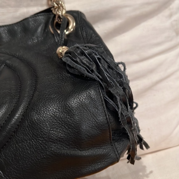 Valentino, black, leather shoulder bag with chain - Picture 3 of 9